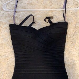 Herve Leger black fitted cocktail dress